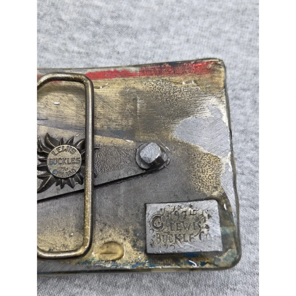Lewis Belt Co Blue Resin Olympia Beer Heavy Belt Buckle